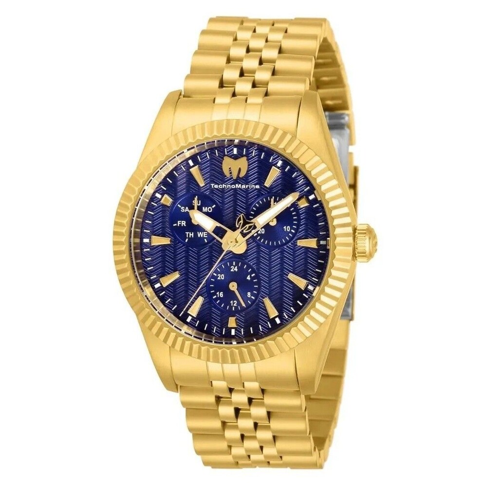 TechnoMarine Sea Dream Unisex Watch 38mm TM-719018 Gold W/Blue Dial NiB